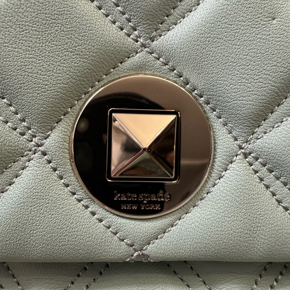 KATE SPADE NATALIA MEDIUM FLAP CROSSBODY SHOULDER CRYSTAL BLUE LEATHER BAG